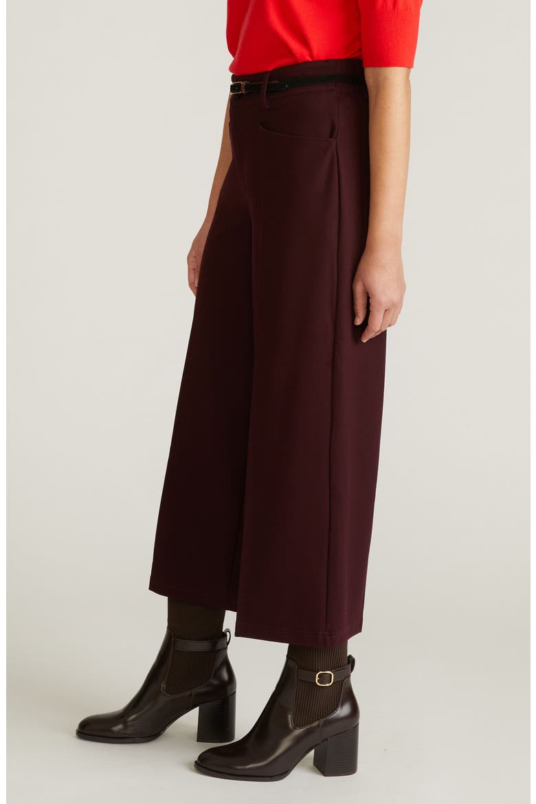 Wide Leg Ponte Crop Pants, Alternate, color, BLACK CHERRY RED