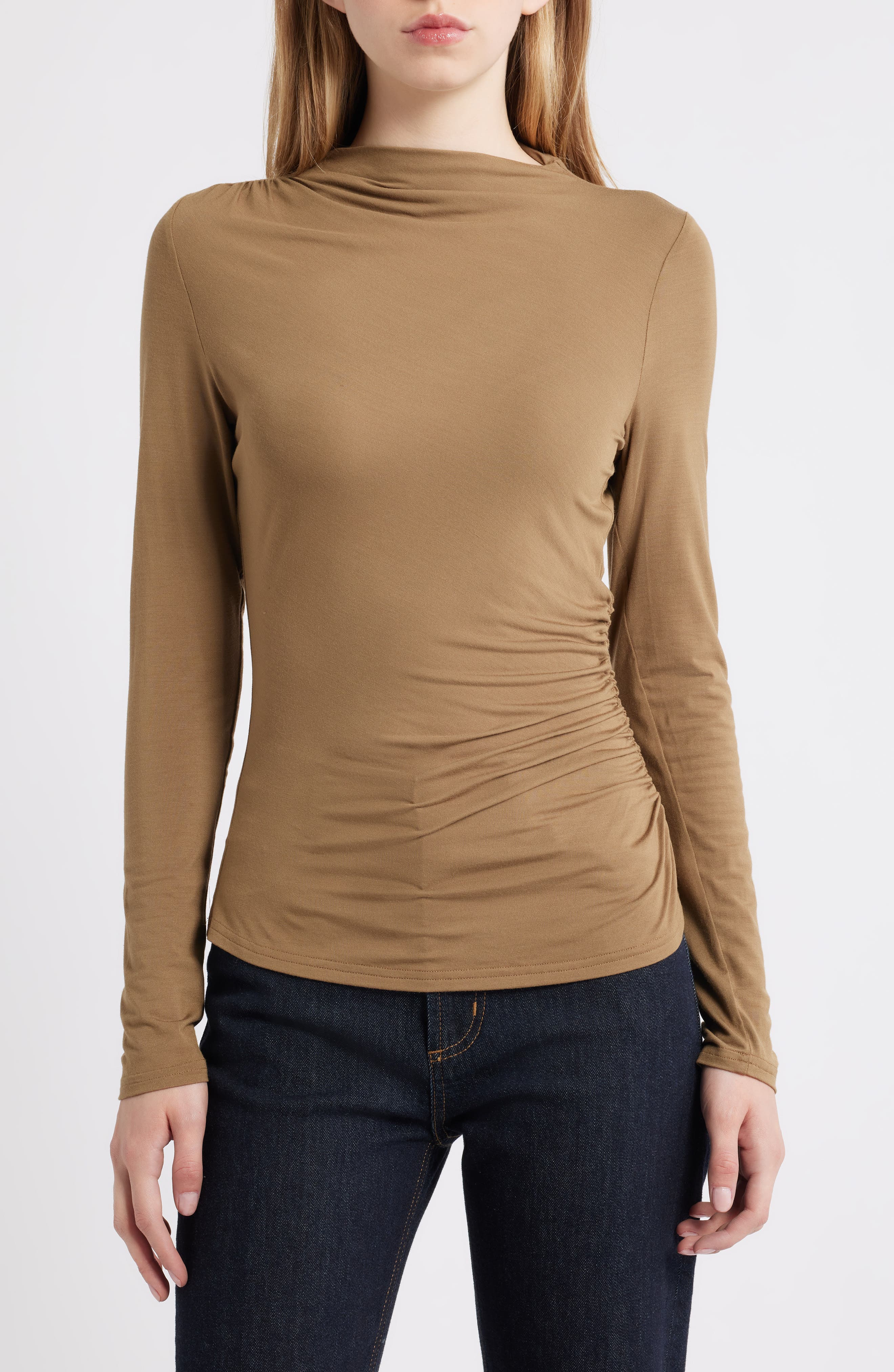 Rails Joelle Ruched Funnel Neck Top
