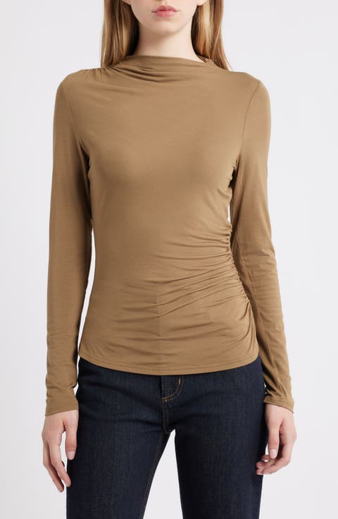 Joelle Ruched Funnel Neck Top