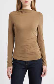 Rails Joelle Ruched Funnel Neck Top