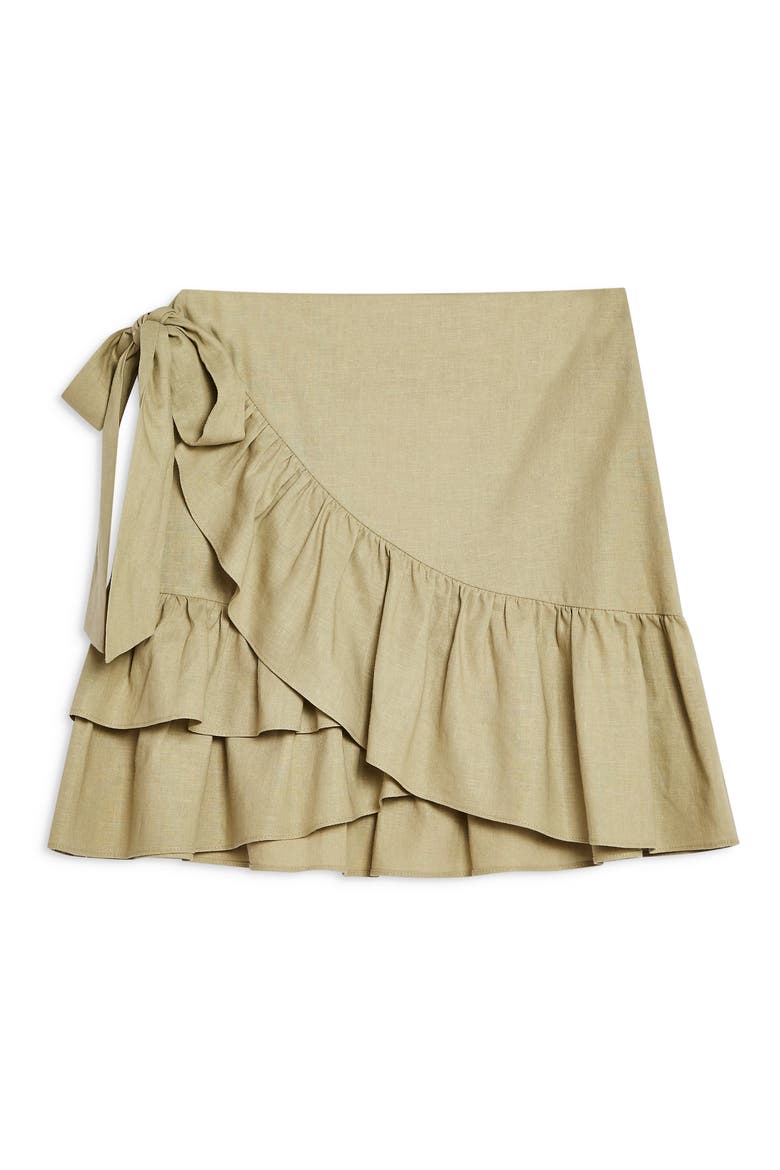 Ruffle Wrap Skirt, Alternate, color, GREEN