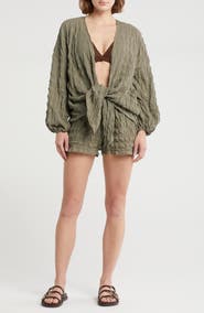 NORDSTROM RACK Textured Flowy Cover-Up Beach Set