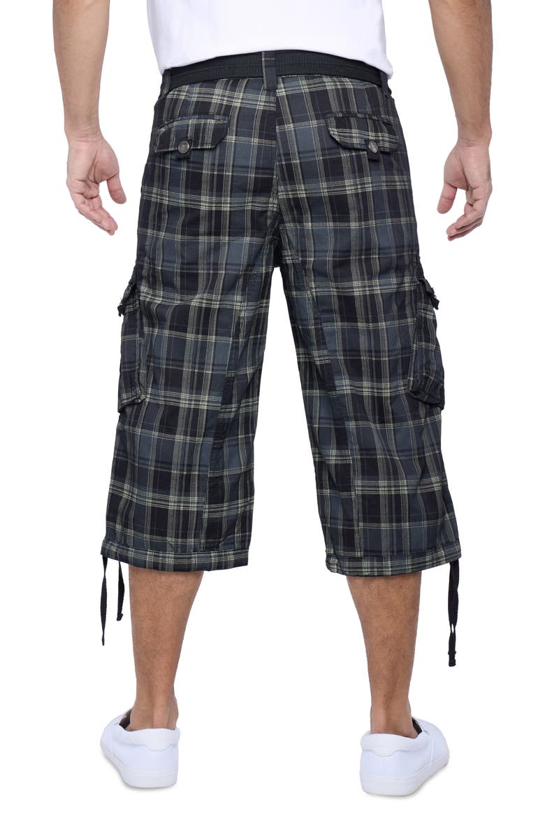 XRAY Belted Cargo Shorts, Alternate, color, Plaid Black