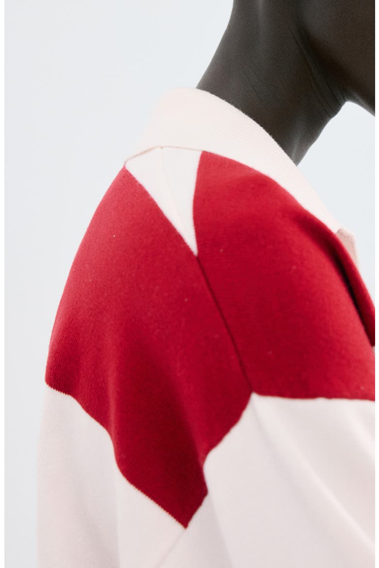 Stripe Polo Sweater, Alternate, color, RED