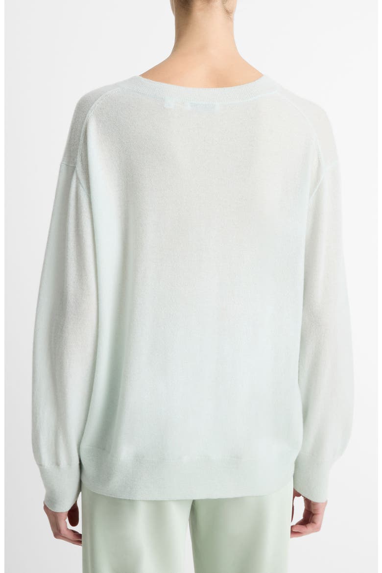 Cashmere & Silk V-Neck Sweater, Alternate, color, AQUA DEW