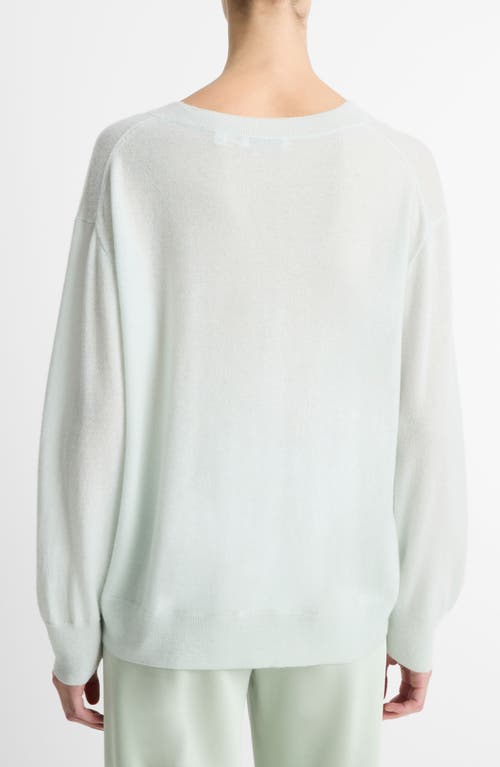 Vince Silk Blend V Neck Sweater In Sky Mist In Aqua Dew