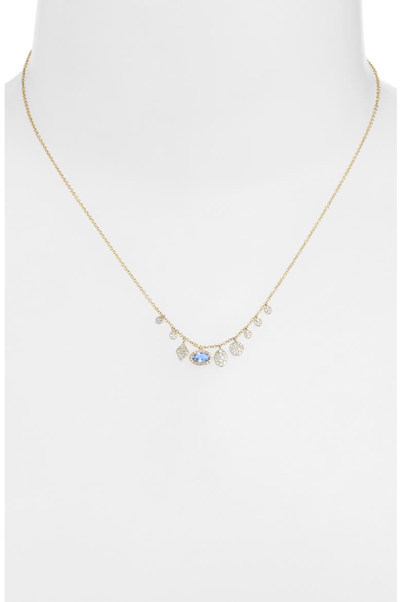 Diamond Pavé Blue Sapphire Pendant Necklae, Alternate, color, GOLD/ SAPPHIRE