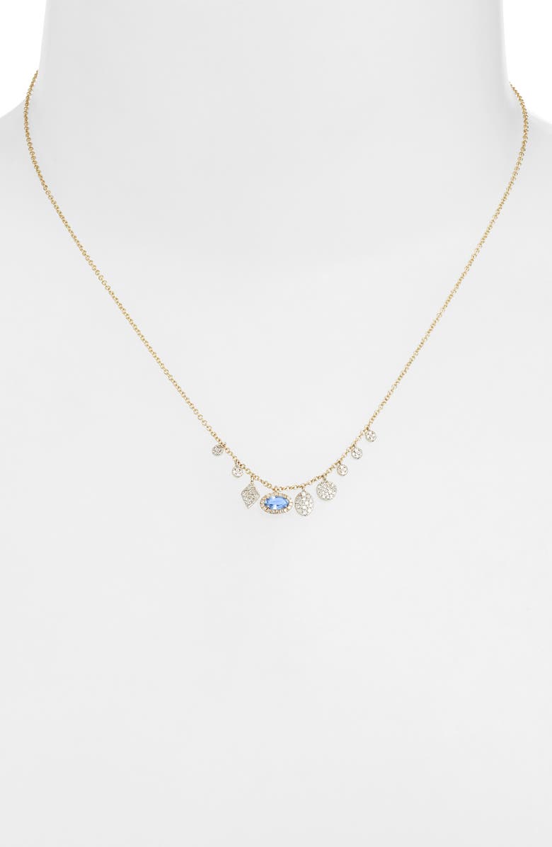 Meira T Diamond Pavé Blue Sapphire Pendant Necklae, Alternate, color, Gold/ Sapphire