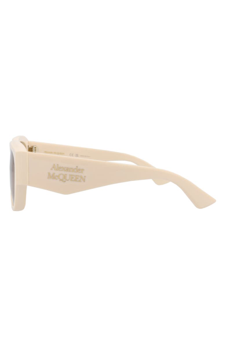 McQueen 55mm Square Sunglasses, Alternate, color, Ivory Ivory Brown