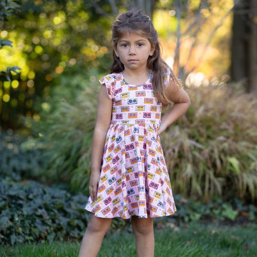 Worthy Threads Girls Racer Back Dress In Cassettes & Stars