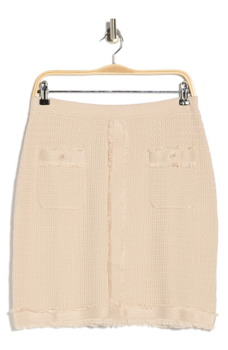 Adrianna Papell Fringe Trim Tweed Miniskirt, Alternate, color, Champagne Blush