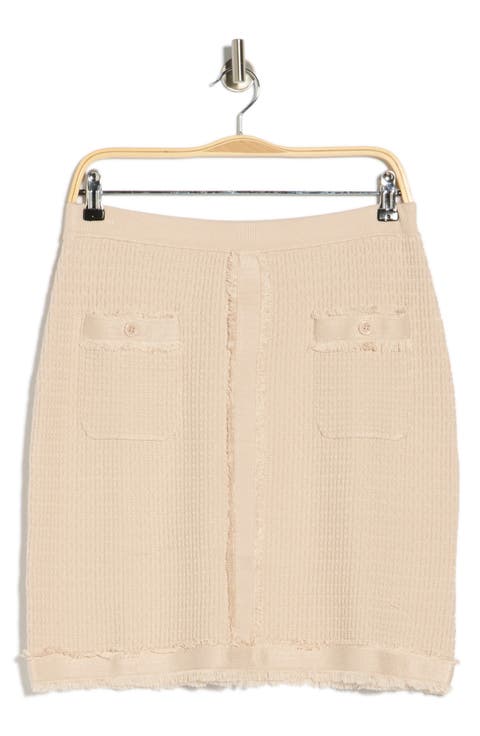 Fringe Trim Tweed Miniskirt