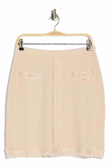 Adrianna Papell Fringe Trim Tweed Miniskirt