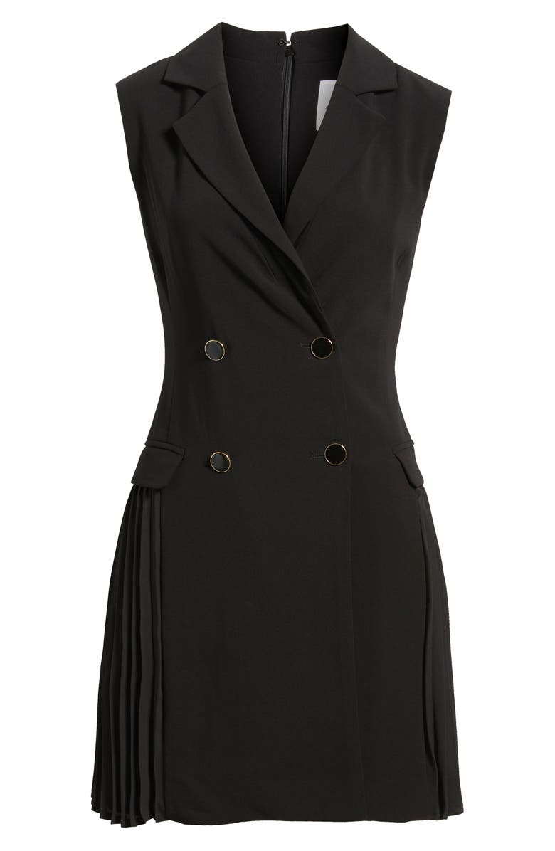 Sam Edelman Pleated Double Breasted Blazer Dress, Alternate, color, Black