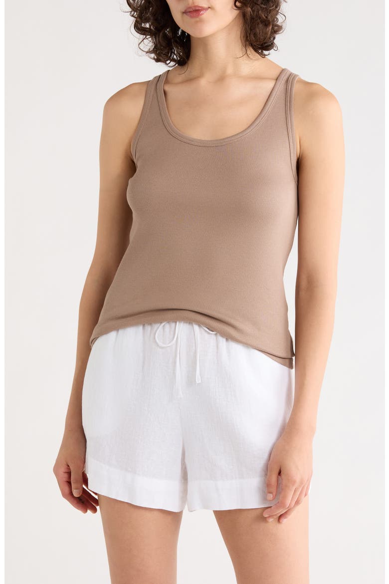 Scoop Neck Stretch Organic Cotton Tank, Main, color, COCOA