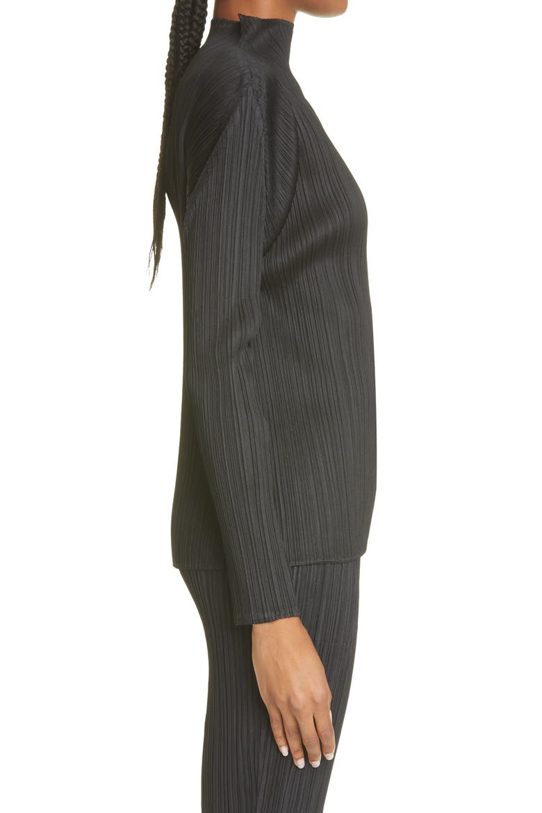 Funnel Neck Pleated Top, Alternate, color, BLACK