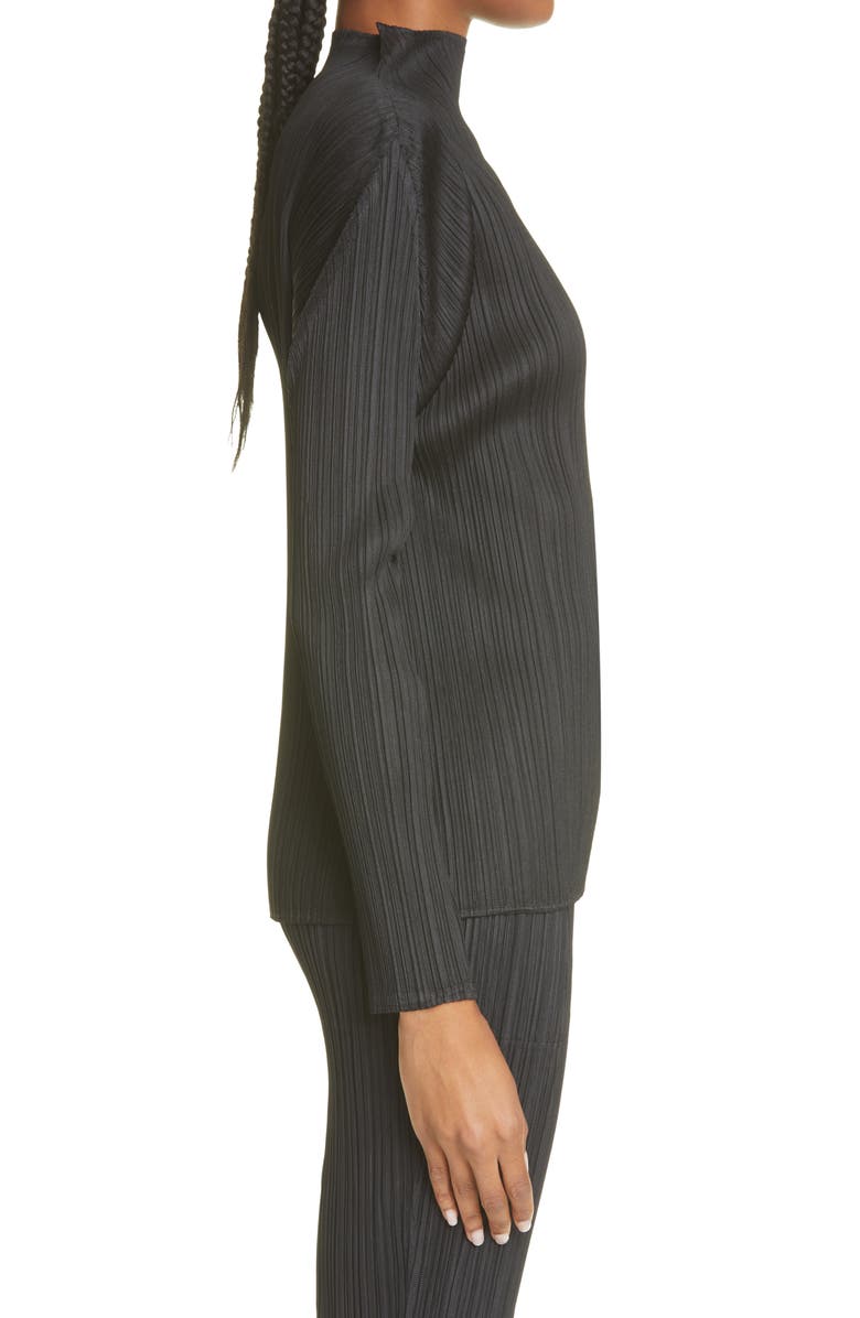Pleats Please Issey Miyake Funnel Neck Pleated Top, Alternate, color,