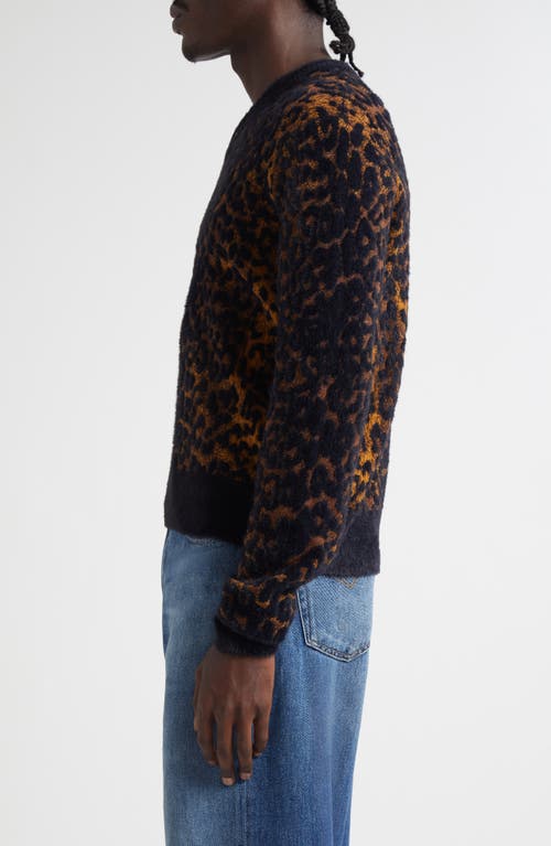 Versace Leopard Jacquard Chenille Knit Sweater In Animal Print