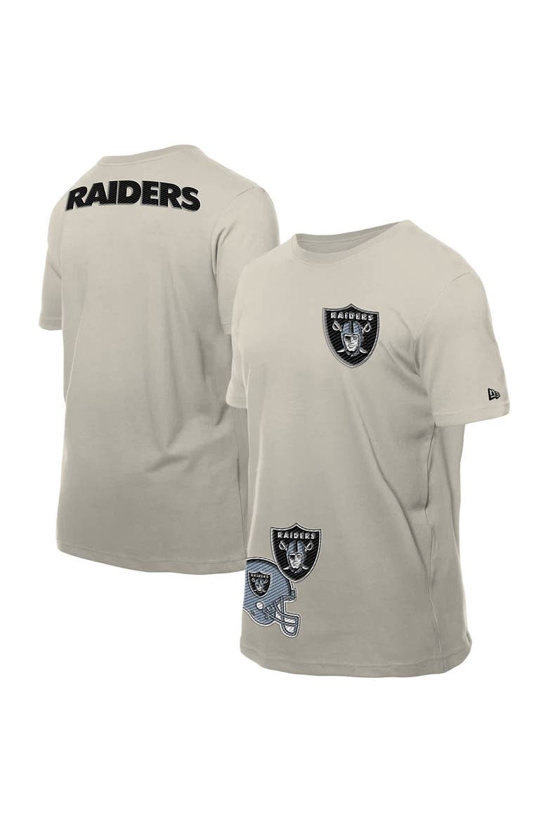 Men's New Era Light Beige Las Vegas Raiders Multi Patch T-Shirt, Alternate, color, Light Beige