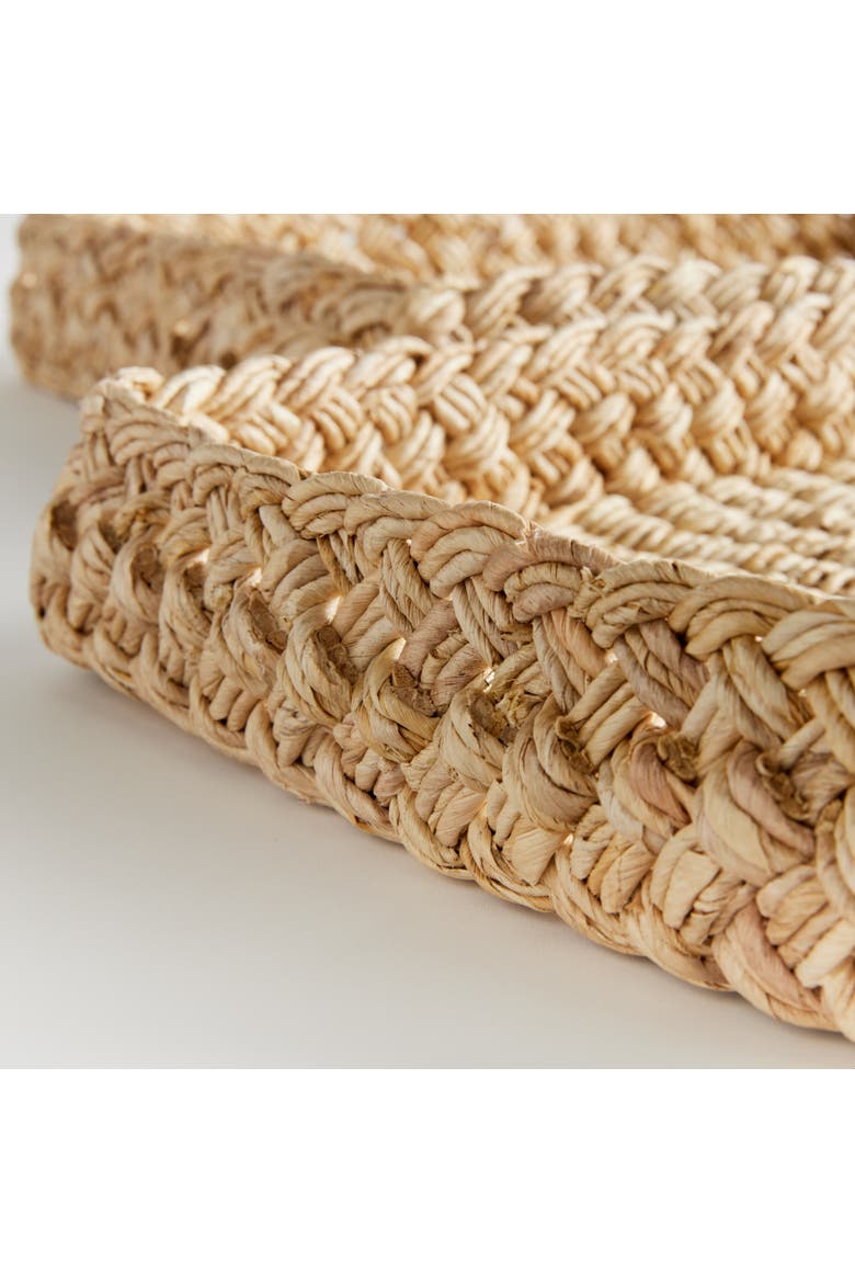 Abaca French Braided Square Decorative Trays Set of 2, Alternate, color, Beige