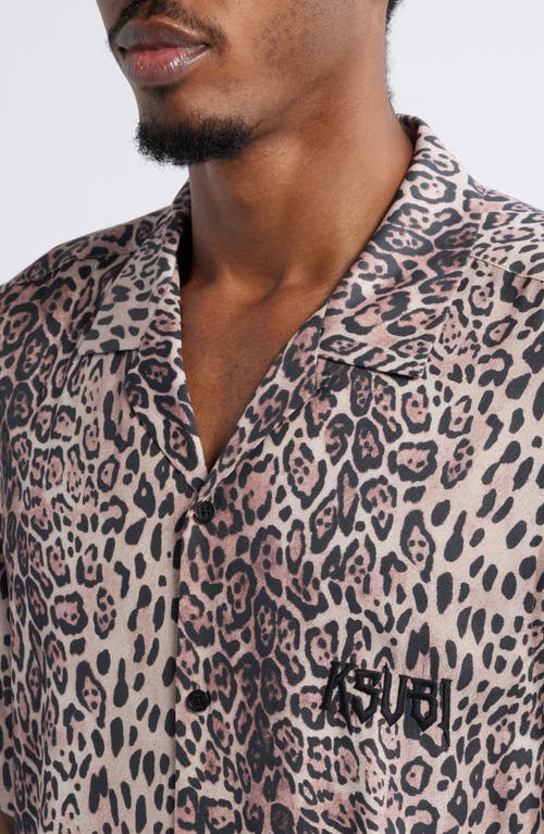 Shop Ksubi Kingdom Resort Leopard Print Camp Shirt In Grey Multi