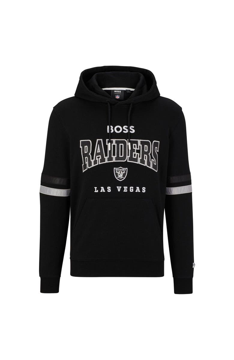 Boss X NFL Men's BOSS X NFL Black/White Las Vegas Raiders Touchdown Pullover Hoodie, Main, color, Black
