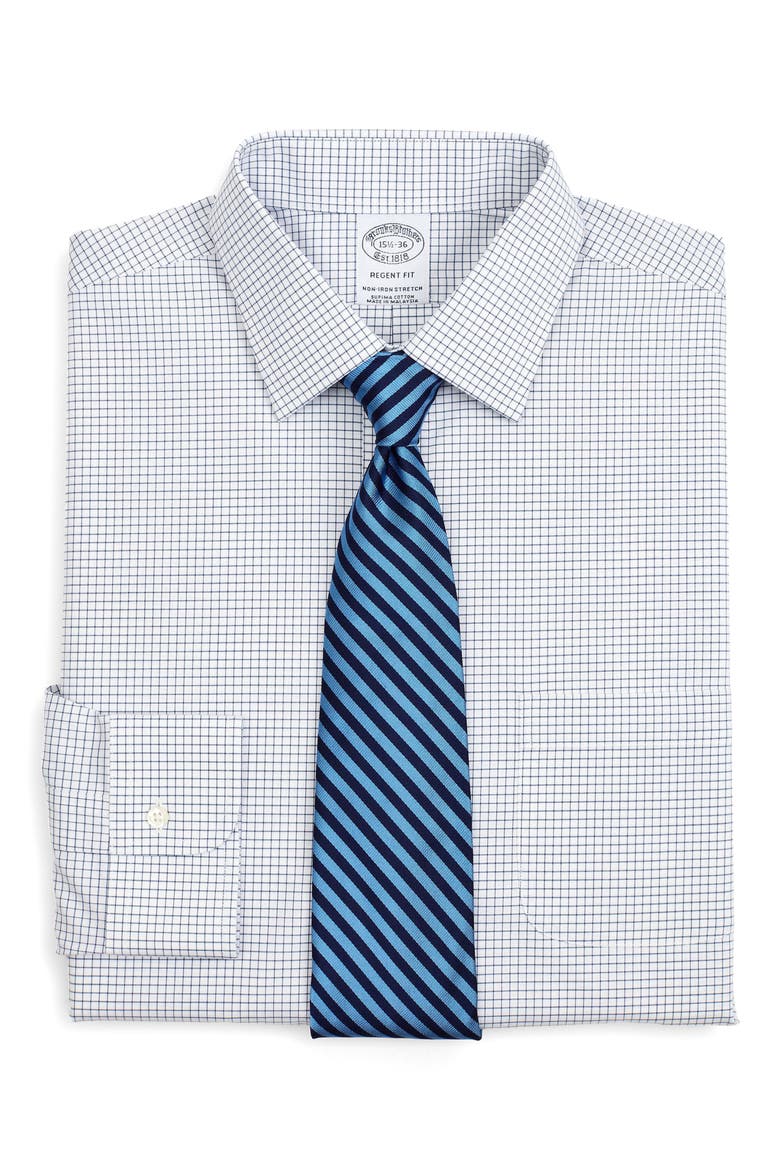 Non-Iron Stretch Regent Fit Supima® Cotton Dress Shirt, Main, color, SMGRDNAVY