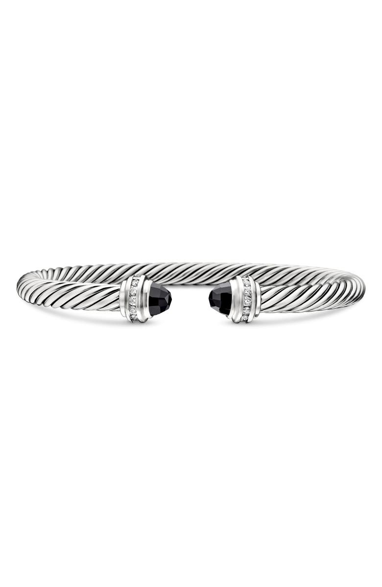 David Yurman Classic Cable Bracelet in Sterling Silver with Semiprecious Stones & Diamonds, 5mm, Main, color, Black Onyx