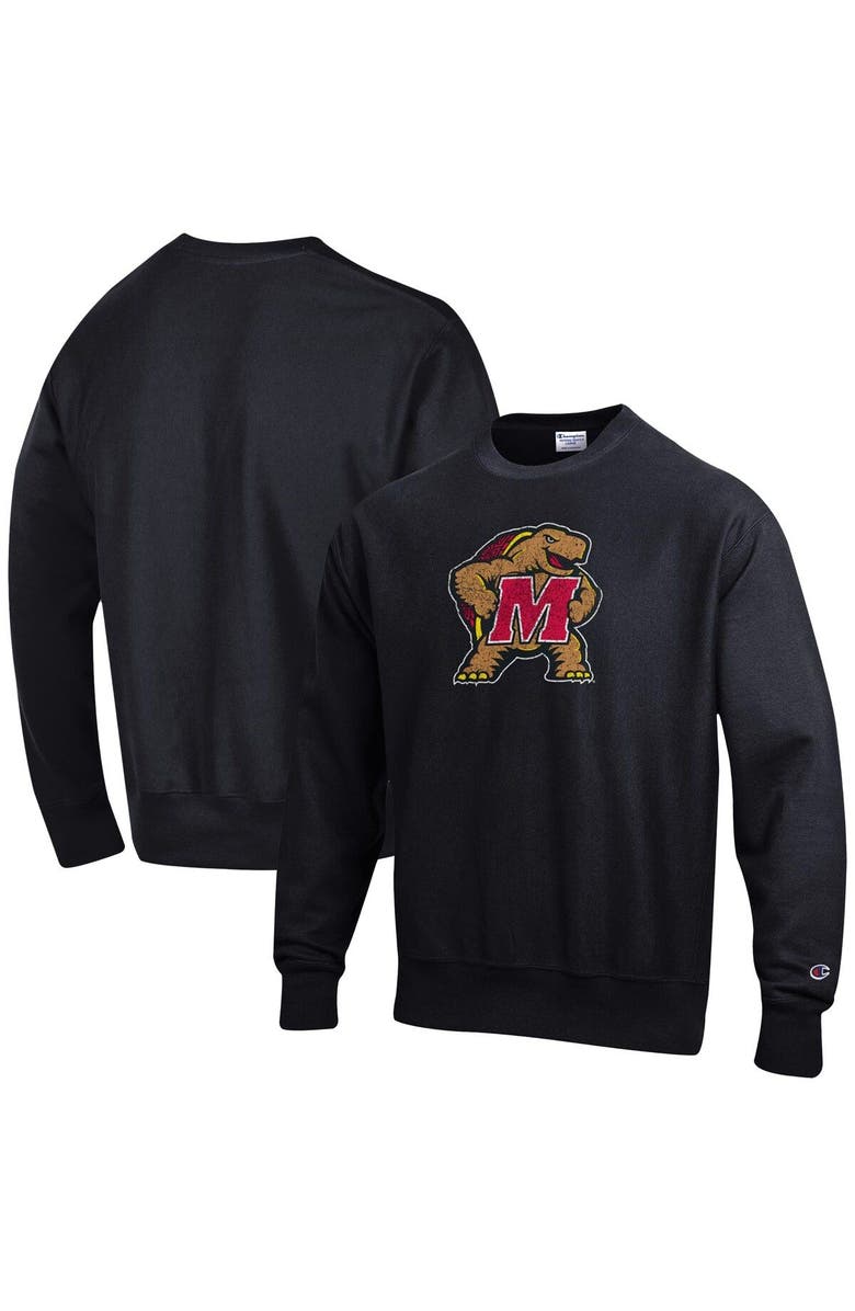 Champion Men's Champion Black Maryland Terrapins Vault Logo Reverse Weave Pullover Sweatshirt, Main, color, 
