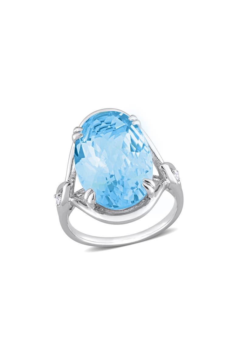 Oval Checkerboard Blue Topaz Ring, Main, color, BLUE