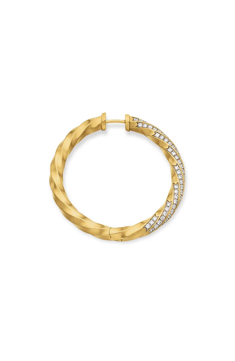 David Yurman Cable Edge Hoop Earrings in Recycled 18K Yellow Gold with Pavé Diamonds, Alternate, color, 18K Gold Recycled