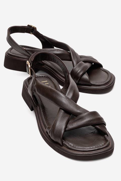 Frand Leather Crisscross Strap Sandal