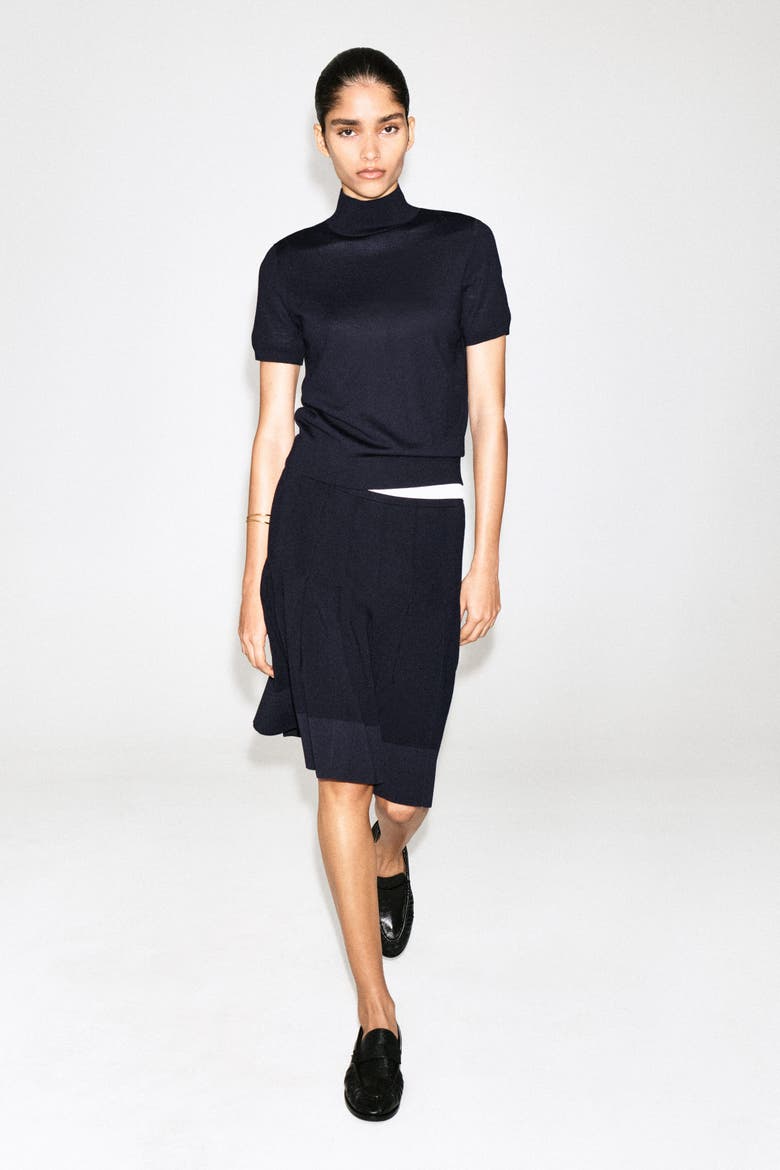 Merino Wool Turtleneck Top, Alternate, color, NAVY