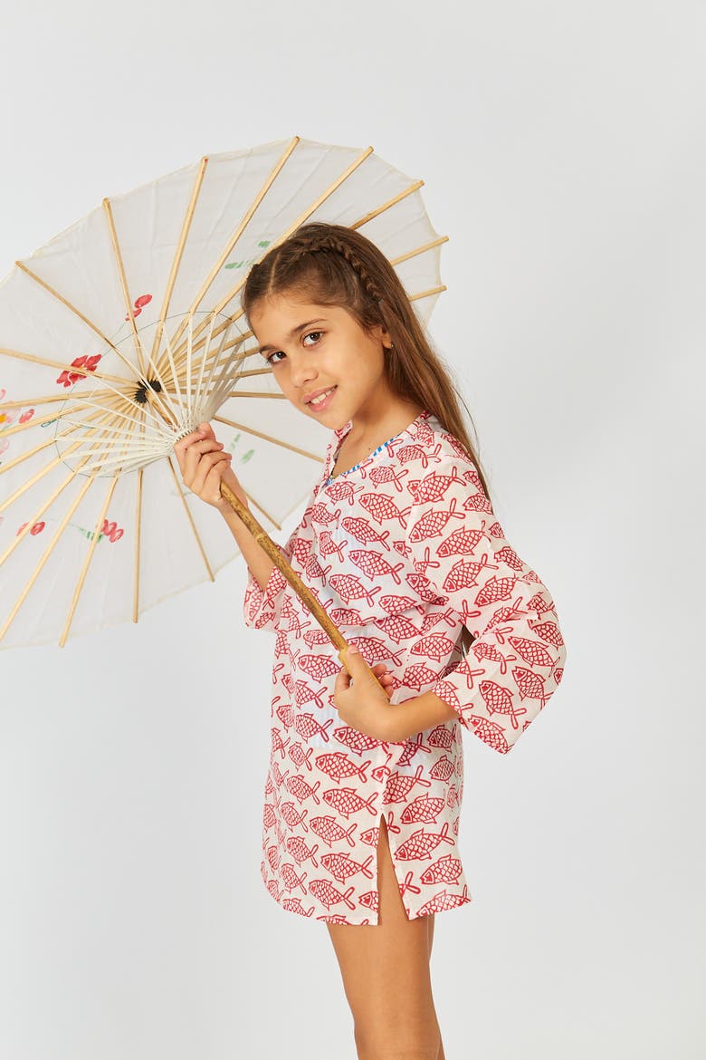 Girls Classic Kurta(Toddler, Little Kid, Big Kid), Alternate, color, Red Coi