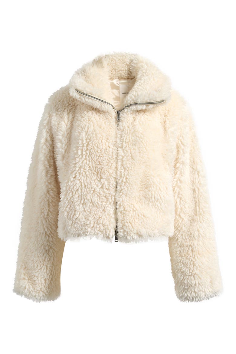 Crop Faux Shearling Zip Jacket, Alternate, color, CREAM