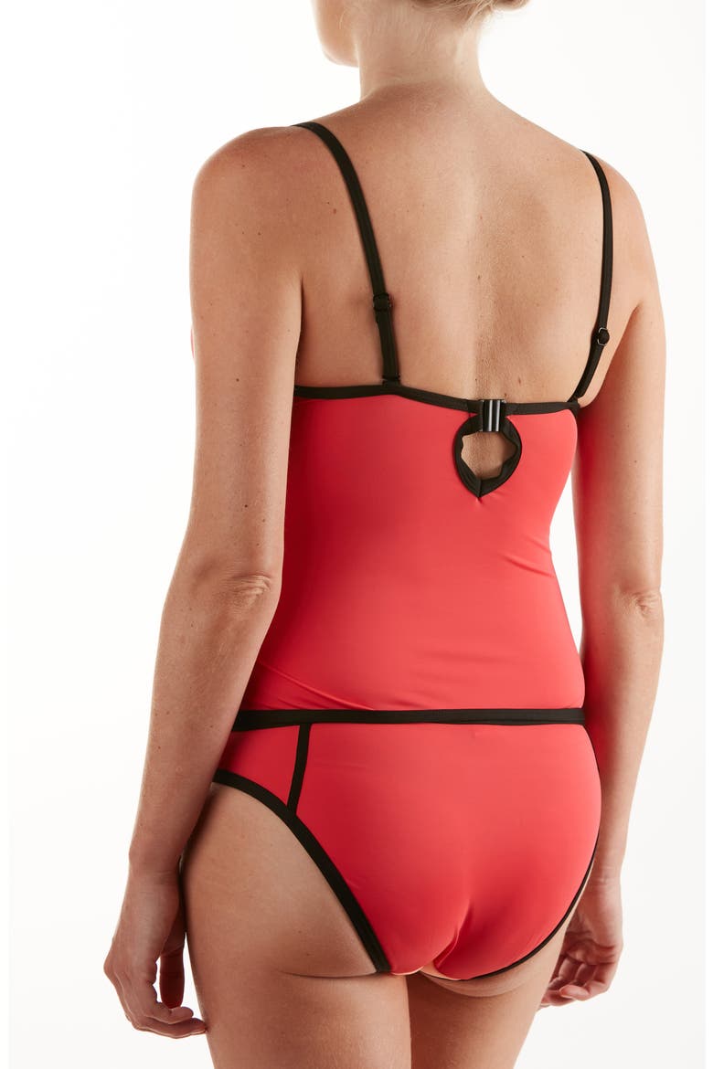 Rosy Two-Piece Colorblock Maternity Tankini Swimsuit, Alternate, color, PASSION