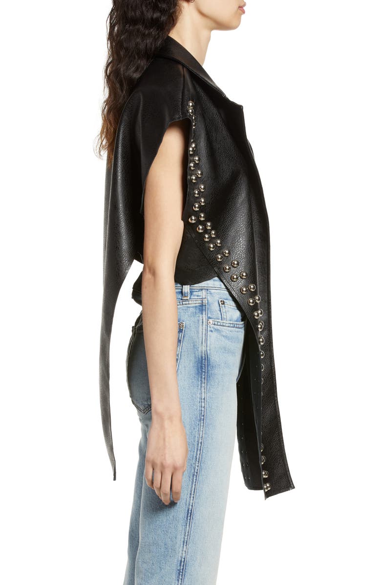 AZALEA WANG Studded Faux Leather Vest, Alternate, color, 