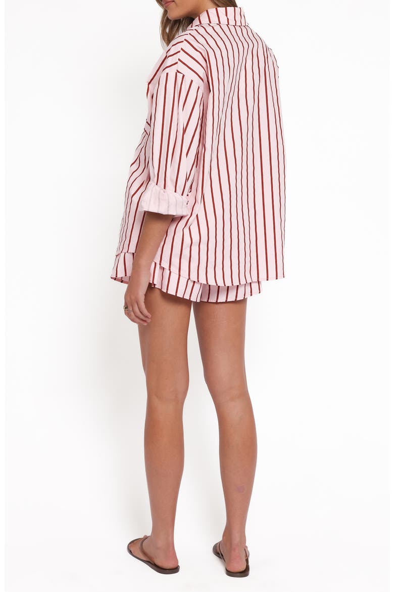 Ashlyn Striped Cotton 2-Piece Shorts Set, Alternate, color, PINK AND BURGUNDY STRIPE