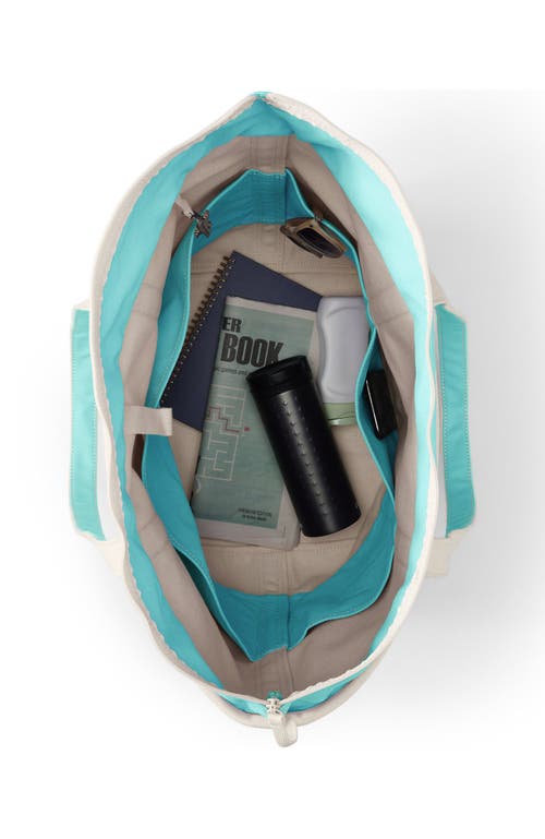 LANDS' END LANDS' END ZIP TOP LONG HANDLE CANVAS TOTE BAG 