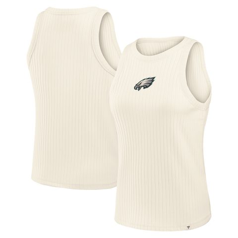 Women's Fanatics Cream Philadelphia Eagles Star Play Tri-Blend Ribbed Tank Top