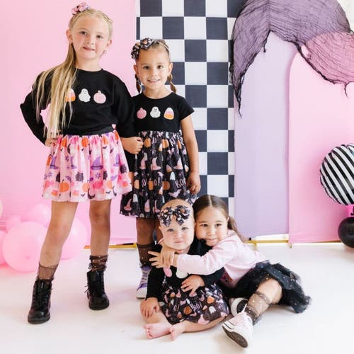 Sweet Wink Boo Halloween Short Sleeve Tutu Dress In Black