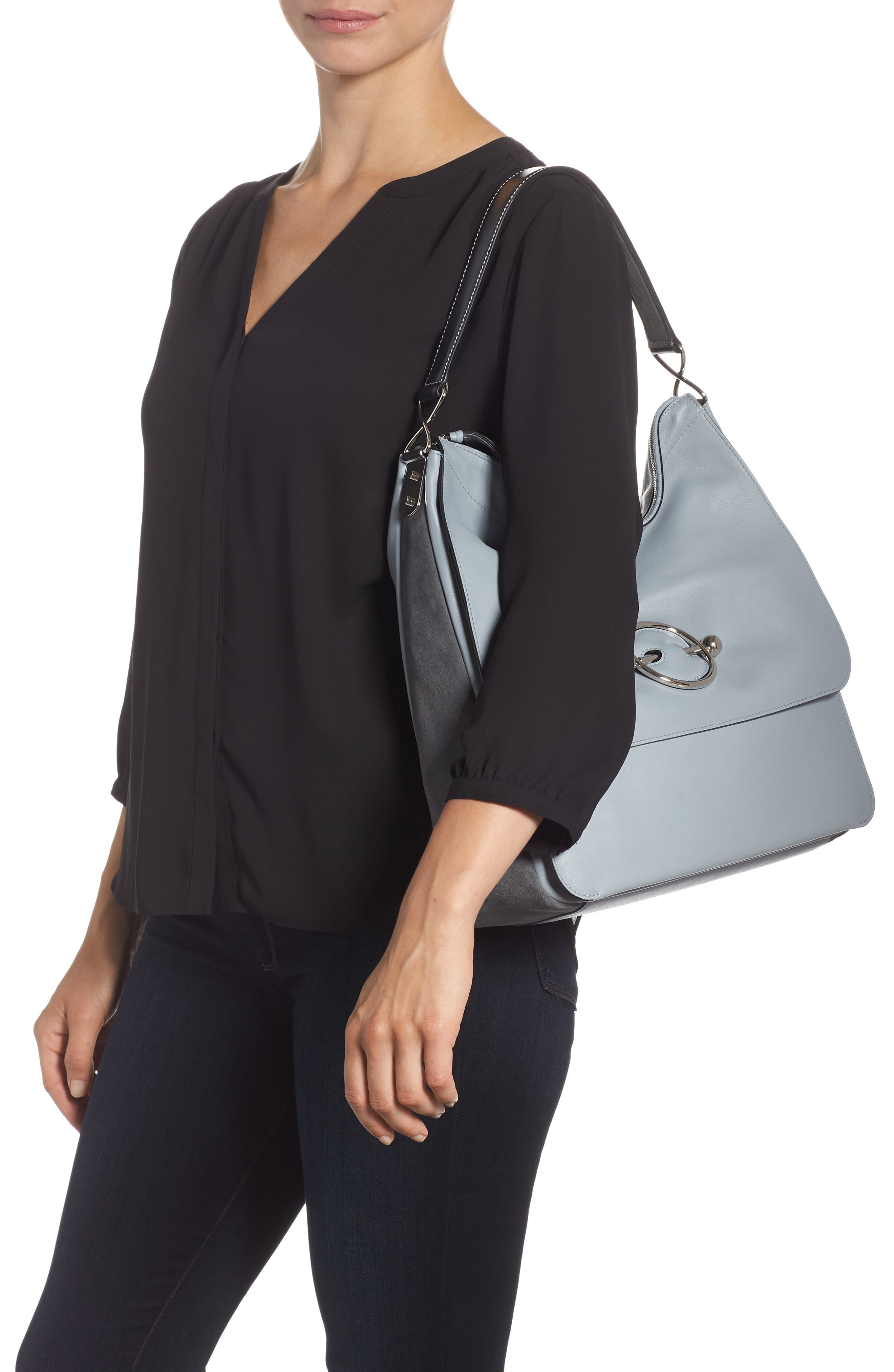 JW Anderson Disc Leather Hobo Bag, Alternate, color, 