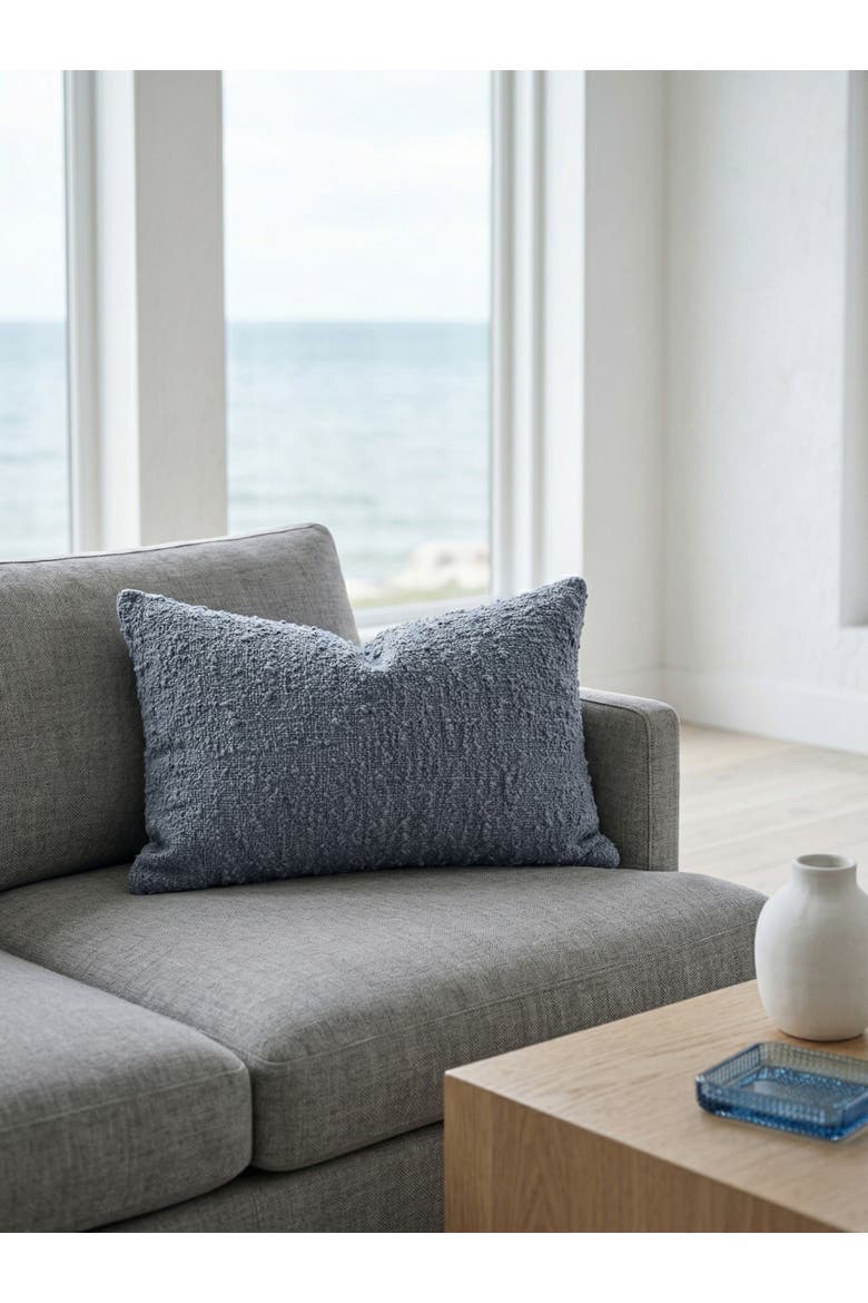 Cozy Cotton Boucle Lumbar Pillow with Down Alternative Insert, Alternate, color, Breezy Blue