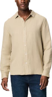 PAIGE Peters Linen Blend Button-Up Shirt