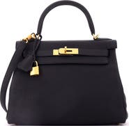 Pre-Owned Hermes Kelly Handbag Black Togo with Gold Hardware 28