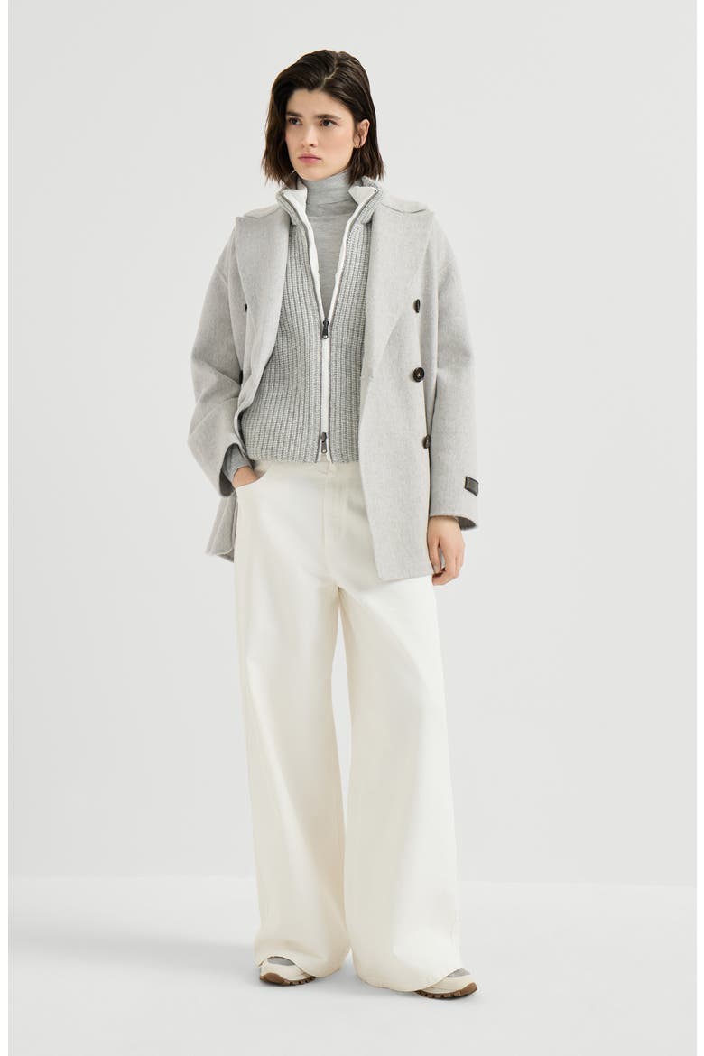 Sparkling cashmere and silk lightweight turtleneck sweater, Alternate, color, Pebble