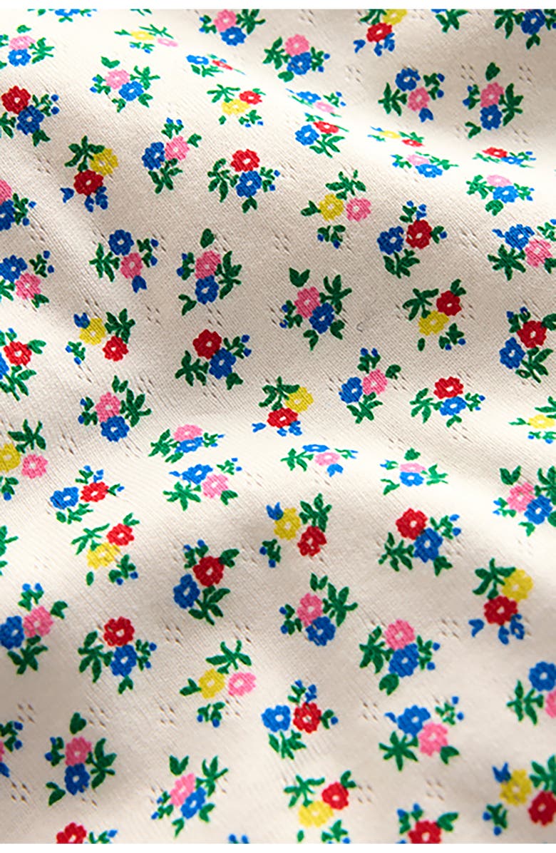 Mini Boden Kids' Short Sleeve Pointelle Top, Alternate, color, Soft Ivory Ditsy