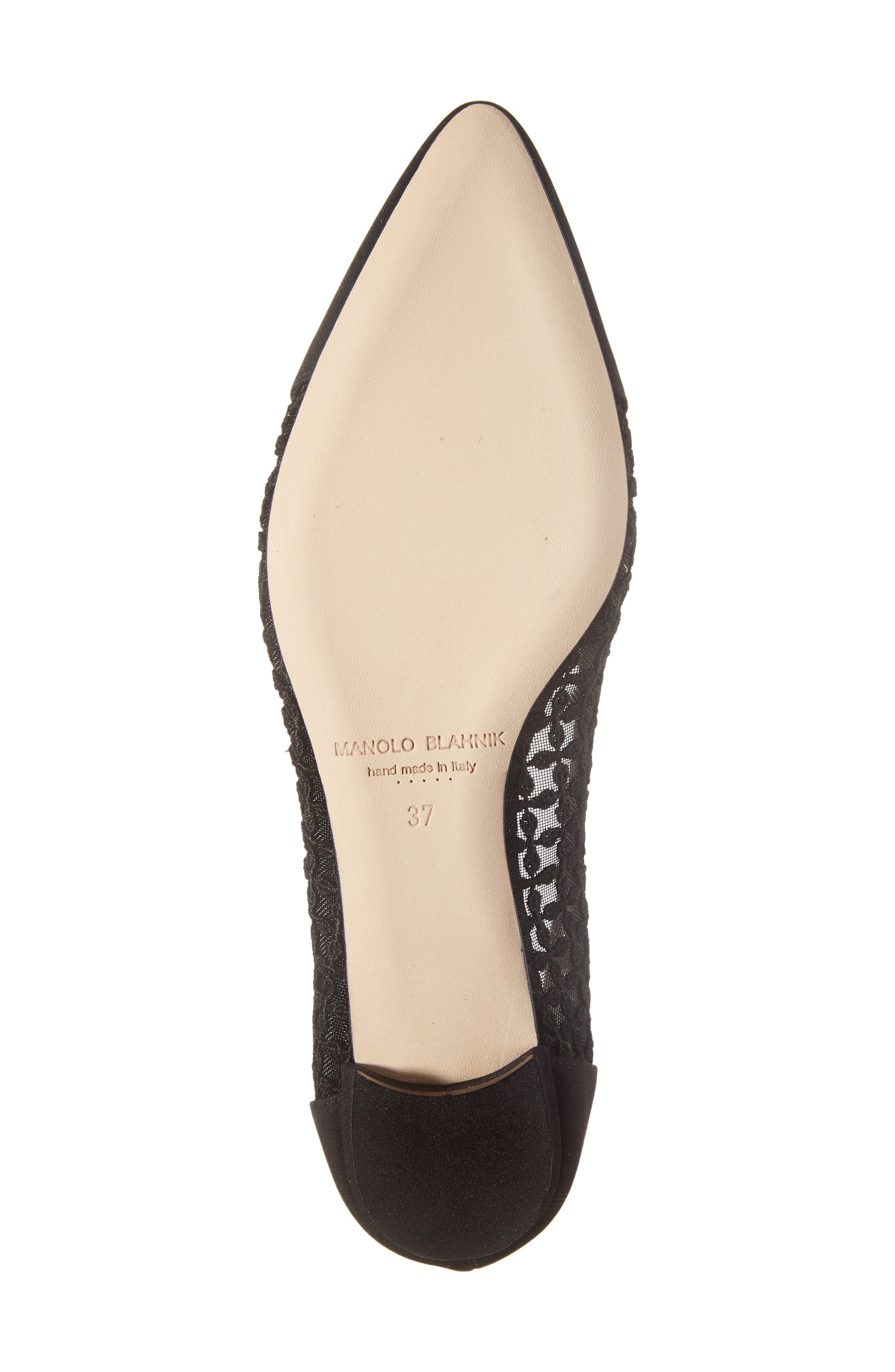 Manolo Blahnik Tiakala Lace Mesh Pointy Toe Flat, Alternate, color, 