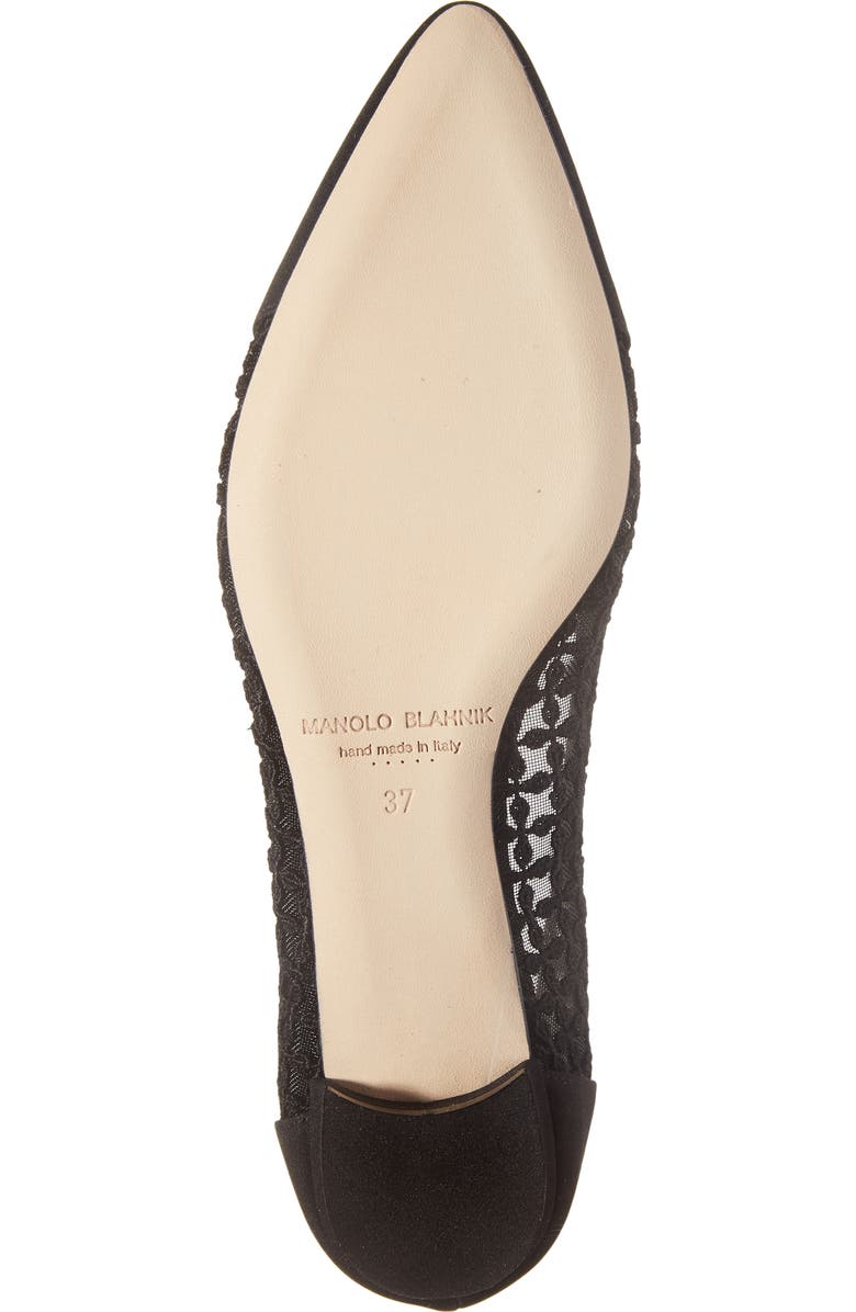 Manolo Blahnik Tiakala Lace Mesh Pointy Toe Flat, Alternate, color,
