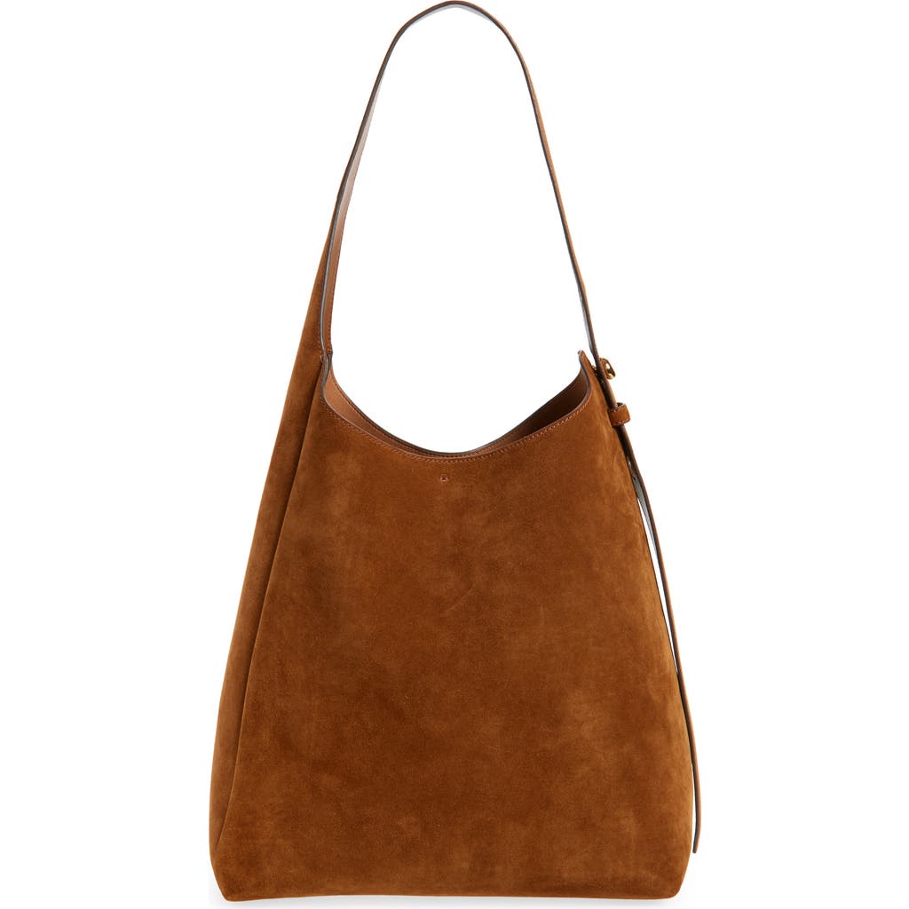 Tory Burch Romy Suede Hobo Bag In Brown